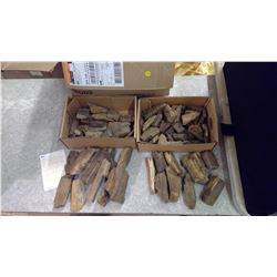 2- BOXES OF PETRIFIED WOOD