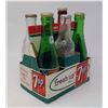 Image 1 : 6 PACK ASSORTED GLASS BOTTLES IN A VINTAGE 7-UP BOX