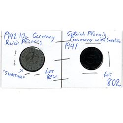 1942 GERMANY 5 & 10 REICH PFENNIG