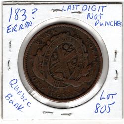 183? ERROR PENNY TOKEN MISSING LAST NUMBER QUEBEC BANK