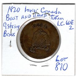 1820 BRASS 9 STRING BUST & HARP TOKEN LC60E2