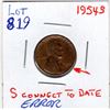 Image 1 : 1954 ERROR USA 1 CENT S CONNECTED TO 95 IN DATE