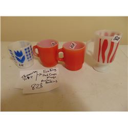 1 TERMOCRIA MUG & 3 VINTAGE ANCHOR HOCKING MUGS