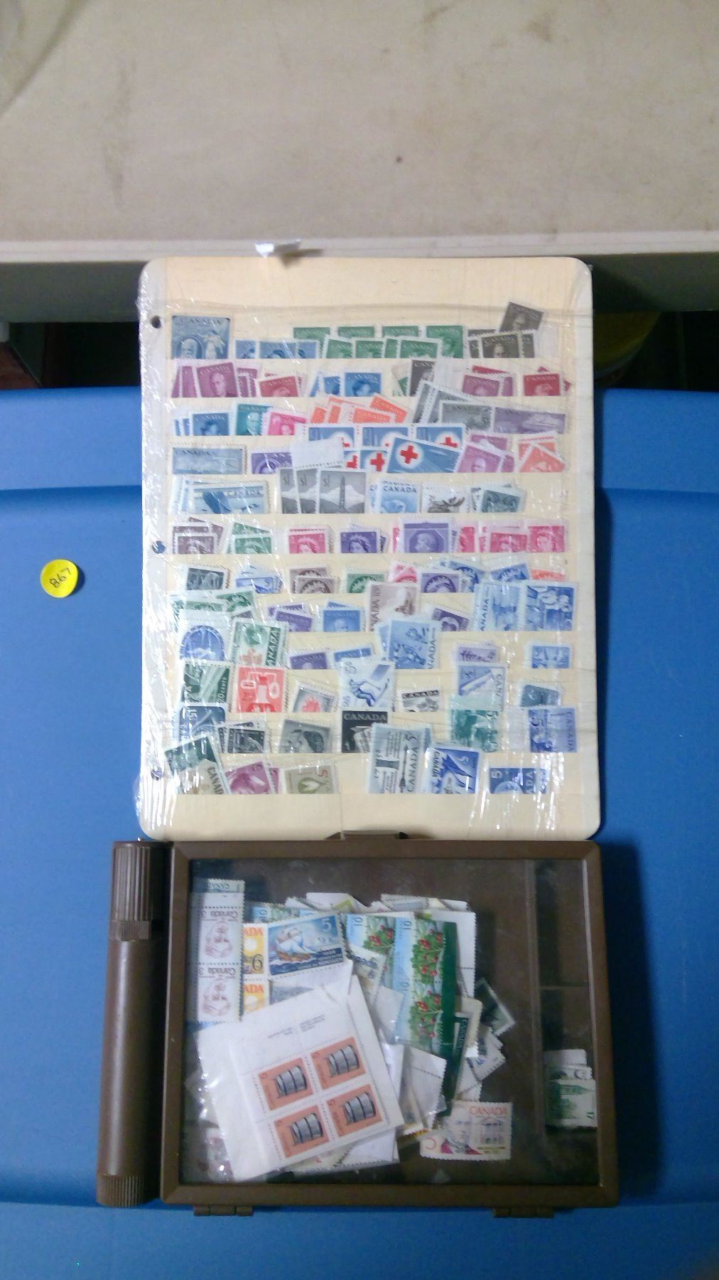 ASSORTED STAMPS IN FOLDER, STAMPCASE WITH STAMPS