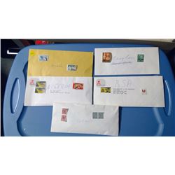 ASSORTED STAMPS IN ENVELOPES - CANADA,RSA,NIGERIA,ETC.