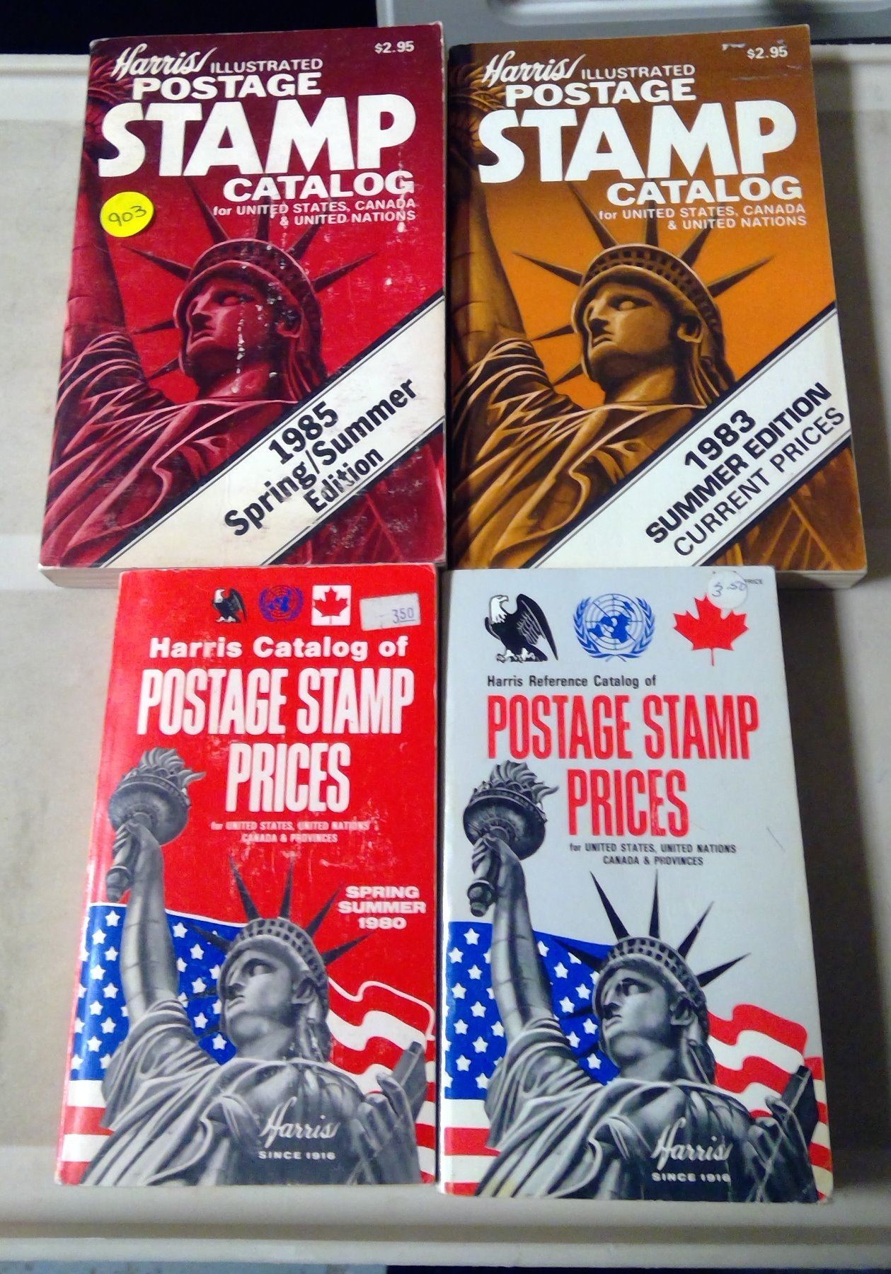 1979 HARRIS POSTAGE STAMP PRICES CATALOGUE, ETC. (4 BOOKS)