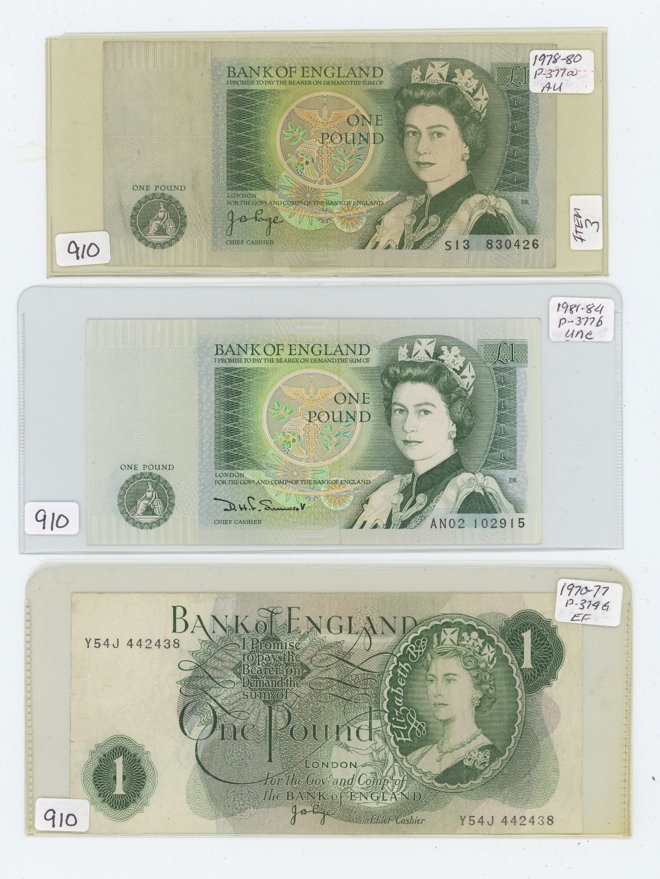 LOT OF 3 BANK OF ENGLAND LI NOTES