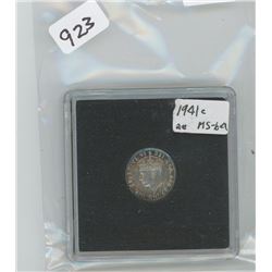 1941C NEWFOUNDLAND 5 CENTS (MS64, NICE TONING)