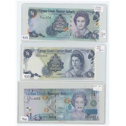 LOT OF 3 CAYMAN ISLANDS 1 DOLLAR NOTES