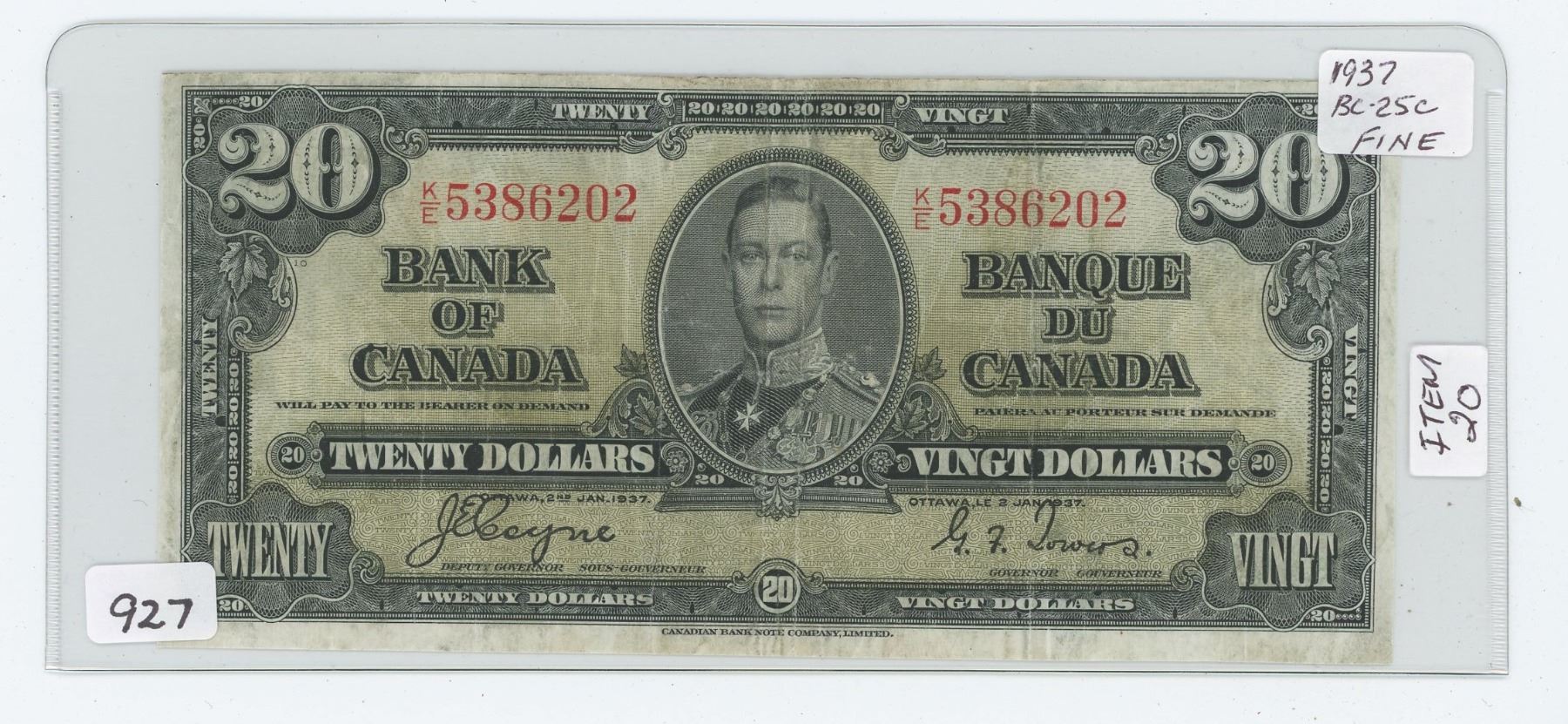 1937 KING 20 DOLLAR NOTE Schmalz Auctions