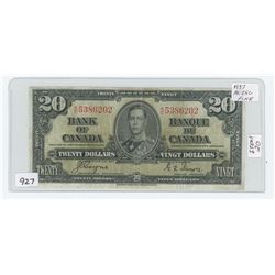 1937 KING GEORGE 20 DOLLAR NOTE