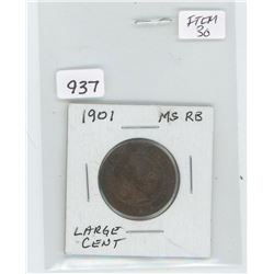 1901 ONE CENT (MS W/ TRACE OF RED)