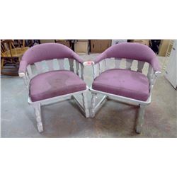 2 Wooden Upholstered Chairs