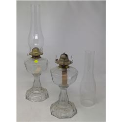 2- #2 Coal Oil Lamps w/ Chimneys