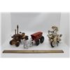 Image 1 : Wooden tractor, coca cola cast horse and wagon and sea shell motorcycle