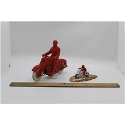Red rubber motorcycle and small die cast motorcycle