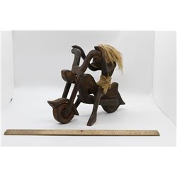 Wooden bike and rider