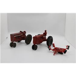 Smaller red tractors (MM and IH) and disc USED