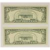 Image 2 : TWO 1981-A $5.00 FEDERAL RESERVE NOTES