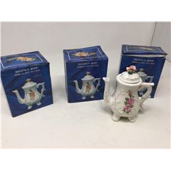 Lot of 3 Regency Rose Porcelain Tea Pots