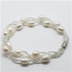 Fresh Water Pearl Magnetic Clasp 12.33G 8Inches Bracelet (~weight 12.33g), Suggested Retail Value $4