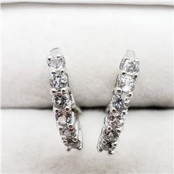 Silver White Topaz Earrings (~weight 2.6g), Suggested Retail Value $100