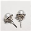 Image 3 : Silver Swanoski Crystal & Fresh Water Pearl 8.5Mm Earrings (~weight 3.1g), Suggested Retail Value $1