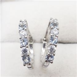 Silver Aquamarine Cubic Zirconia Earrings (~weight 2.6g), Suggested Retail Value $100