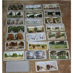 Group of 21 Stereoscope Cards in Color
