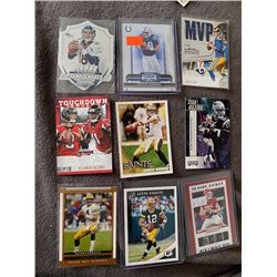 9 Card Football QB and TE lot Drew Brees, Aaron Rodgers, Favre, Mayfield, Gronkowski