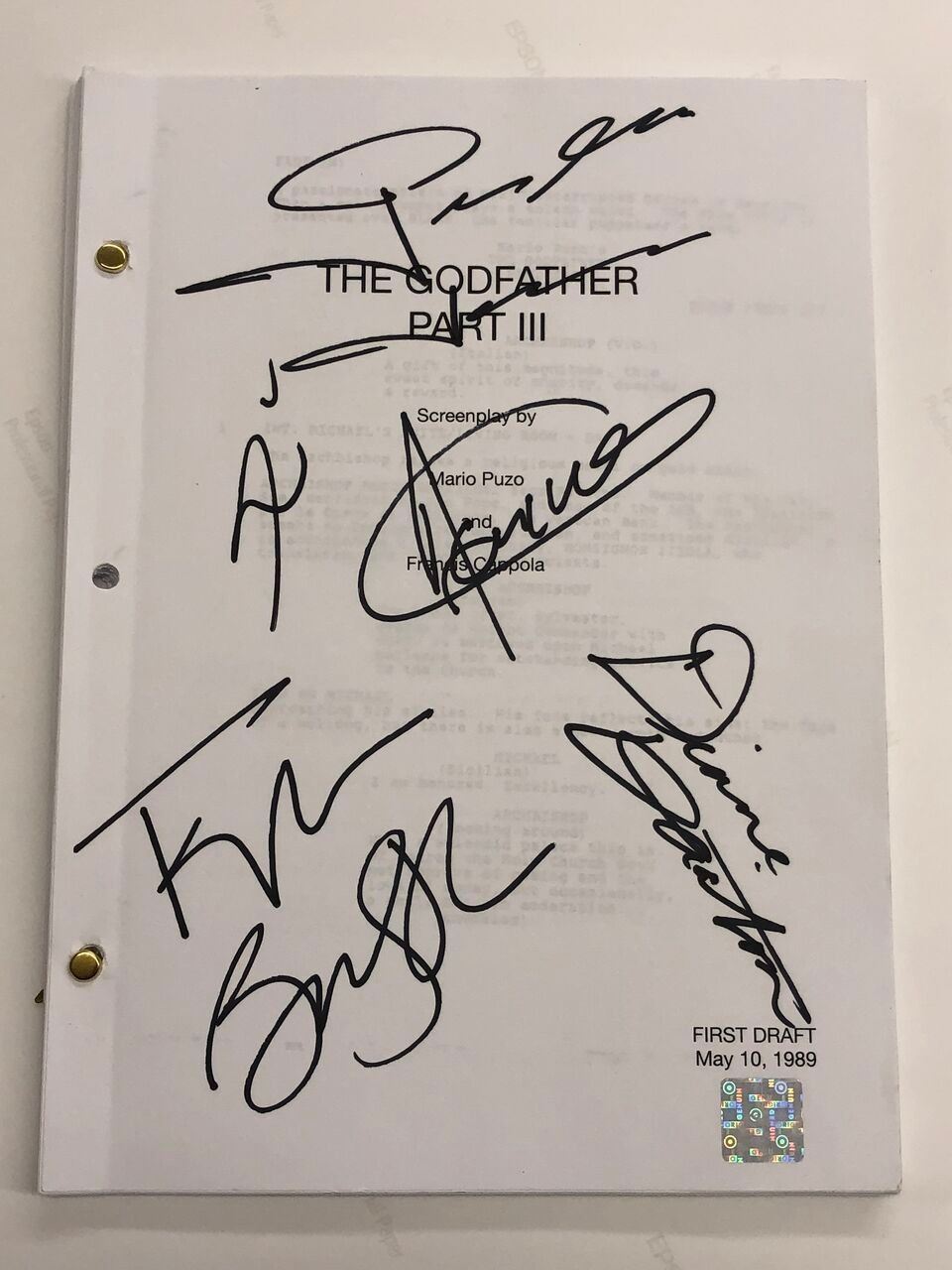 Godfather Signed Script Signed Godfather Part III - Script