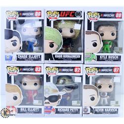 LOT OF 6 FUNKO POPS: ASSORTED NASCAR & UFC PACK.