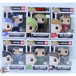 LOT OF SIX FUNKO POPS: ASSORTED NASCAR & UFC PACK.