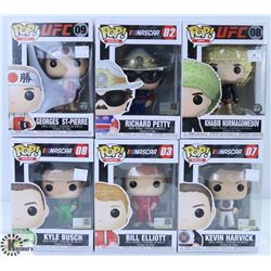 LOT OF SIX FUNKO POPS: ASSORTED NASCAR & UFC PACK.