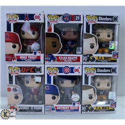 LOT OF SIX FUNKO POPS: ASSORTED SPORTS PACK.