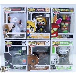 LOT OF SIX FUNKO POPS: ASSORTED VARIETY PACK.