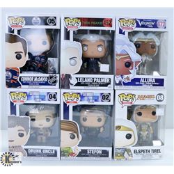 LOT OF SIX FUNKO POPS: ASSORTED VARIETY PACK.