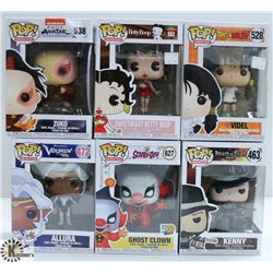 LOT OF SIX FUNKO POPS: ASSORTED VARIETY PACK.