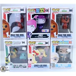 LOT OF SIX FUNKO POPS: ASSORTED VARIETY PACK.