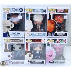 LOT OF SIX FUNKO POPS: ASSORTED MOVIES PACK.