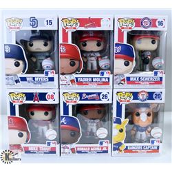 LOT OF SIX FUNKO POPS: ASSORTED MLB PACK.