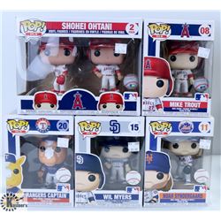 LOT OF FIVE FUNKO POPS: ASSORTED MLB PACK.