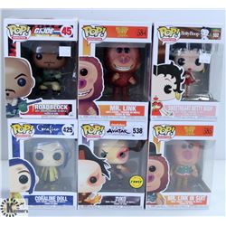 LOT OF SIX FUNKO POPS: ASSORTED ANIMATION PACK.
