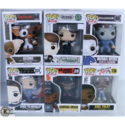 LOT OF SIX FUNKO POPS: ASSORTED MOVIES PACK.
