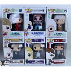 LOT OF SIX FUNKO POPS: ASSORTED TV SHOW PACK.