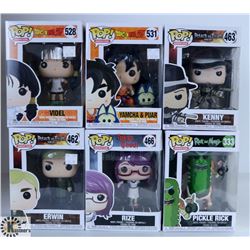 LOT OF SIX FUNKO POPS: ASSORTED ANIMATION PACK.