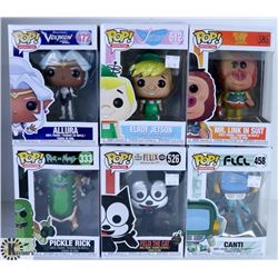 LOT OF SIX FUNKO POPS: ASSORTED ANIMATION PACK.