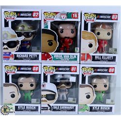 LOT OF SIX FUNKO POPS: NASCAR & FOOTBALL PACK.