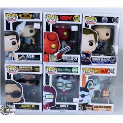 LOT OF SIX FUNKO POPS: ASSORTED VARIETY PACK.
