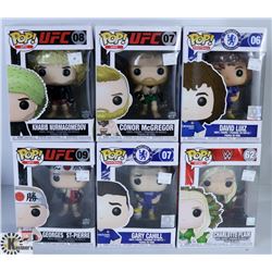 LOT OF SIX FUNKO POPS: UFC/ WWE & FOOTBALL PACK.